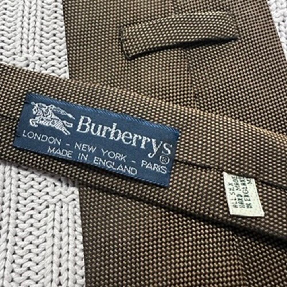 Vintage Burberry brown textured silk tie - Picture 4 of 7